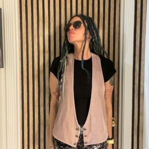 Free People Velvet Blush open vest